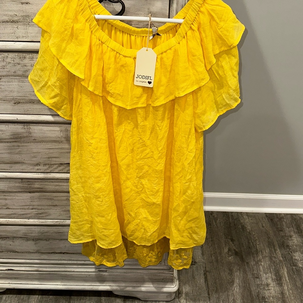 JODIFL Yellow Ruffle Top